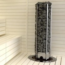 Okrągły Towae sawo ze sterowaniem zintegrowanym w saunie